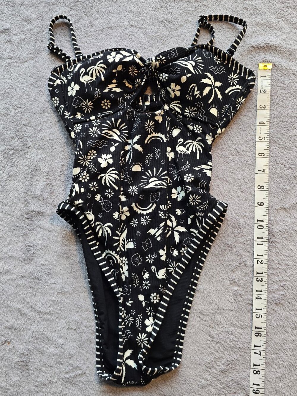 Black & White Floral One-Piece Swimsuit - Women's Swimwear
